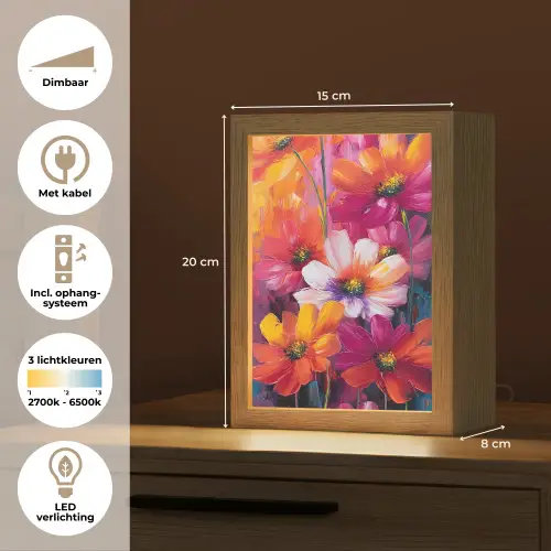 Felle bloemen - Dynamisch - Levendig Light Box met kabel (Tafellamp) klein -USP_NL