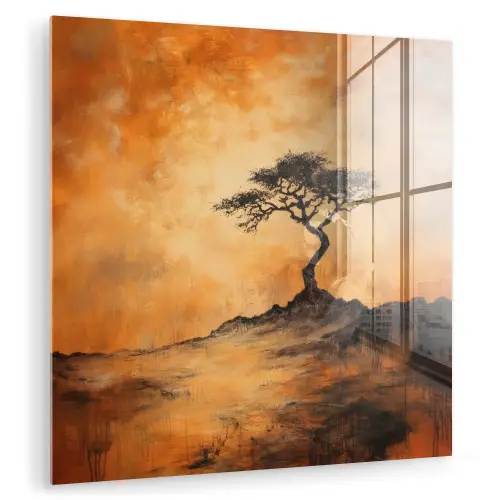 Boom - Landschap - Oranje plexiglas 5mm klein -zzzproduct_nieuw