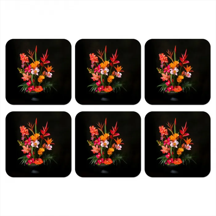 Boeket - Bloemen - Exotisch onderzetter kurk middel -3d