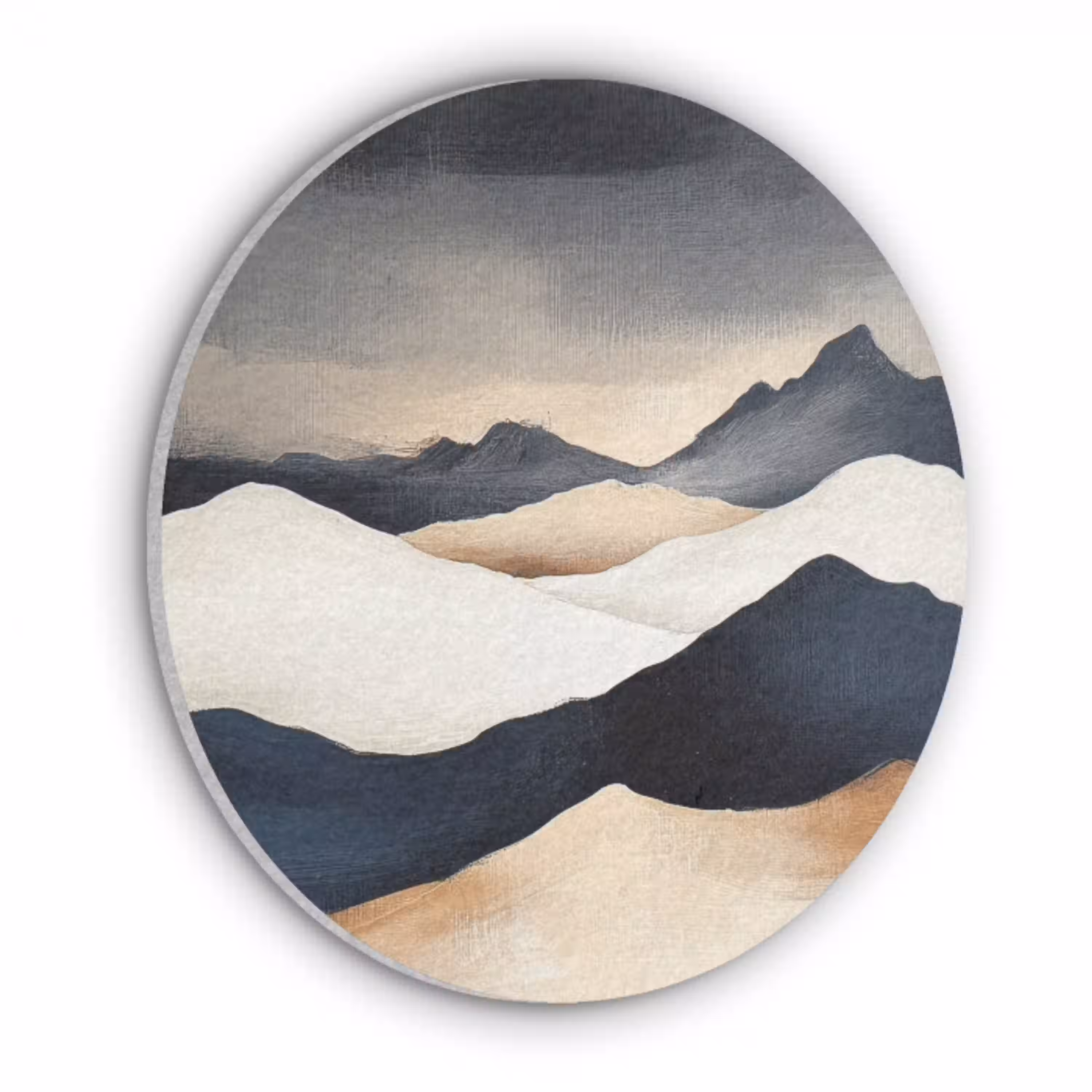 Bergen - Donkerblauw - Landschap Akoestische PET Vilt - Rond klein -3d