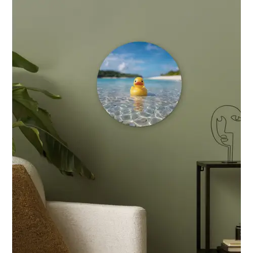 Tropisch - Badeend - geel Wandcirkel kunststof plaat 5mm dik klein -sfeer3
