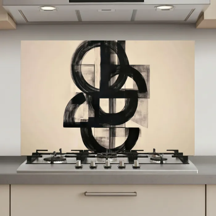 Cirkels - Lijnen - Vormen - Zwart keuken achterwand spatscherm klein -3d_website
