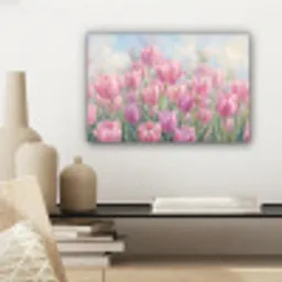Tulpen - Veld - Lente - Roze canvas 2cm klein -sfeer6