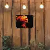 Schedel - Oranje - Zijaanzicht - Vlammen tuinposter los doek klein -sfeer1