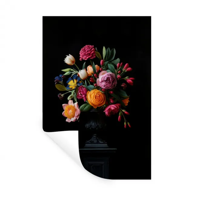 Boeket - Romantisch - Kleurrijk Muursticker klein -3d