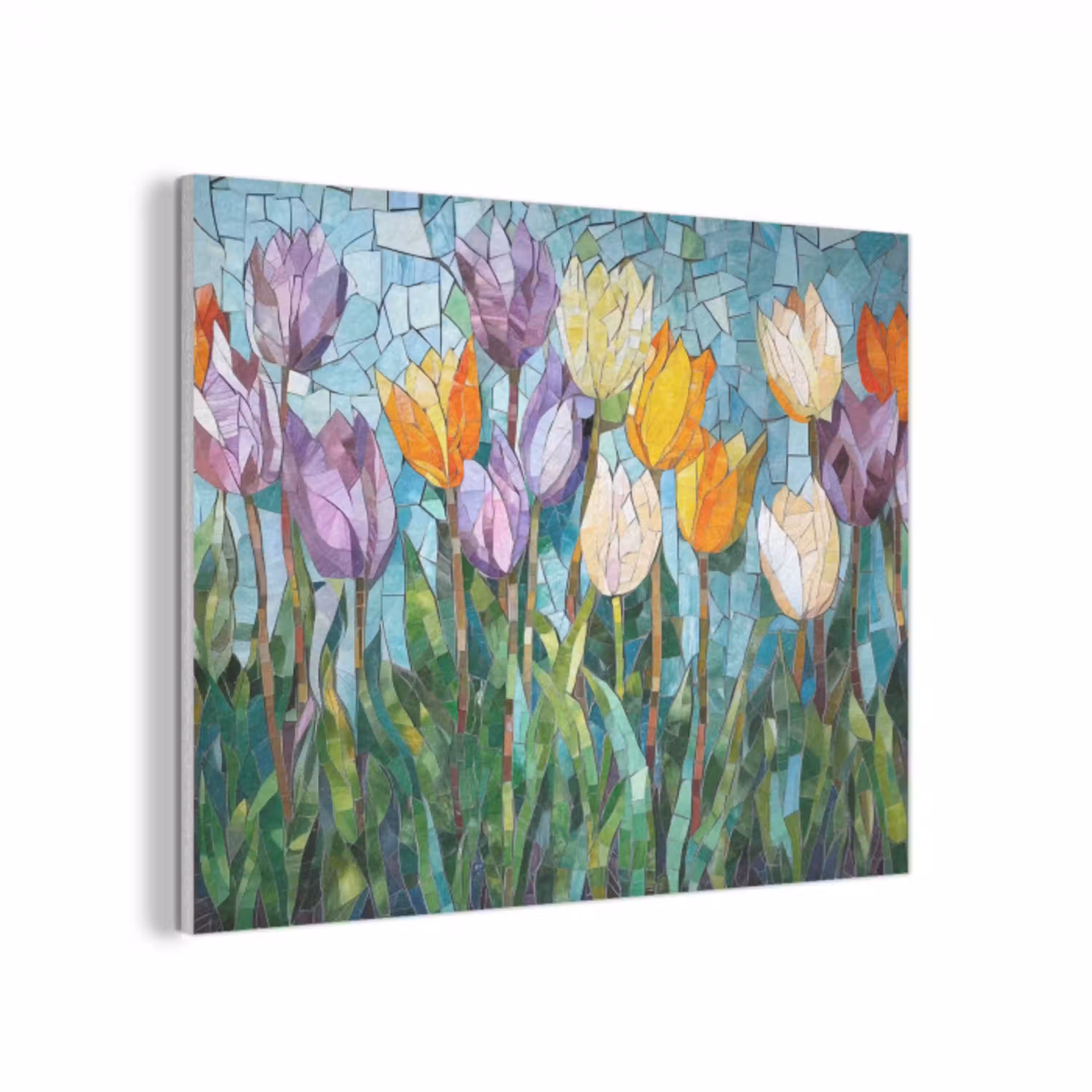 Mozaïek - Veld - Tulpen - Kleurrijk PET vilt klein -3d