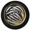 Sardines - Vissen - Rond - Zwart Fotolijst rond zonder passe partout klein -3d