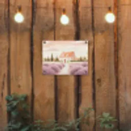Lavendelveld - Huis - Paars tuinposter los doek klein -sfeer1
