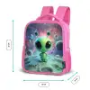 Groen alienfiguurtje op maanlandschap met kosmische achtergrond Kinderrugzak - Roze middel -productfoto_formaten