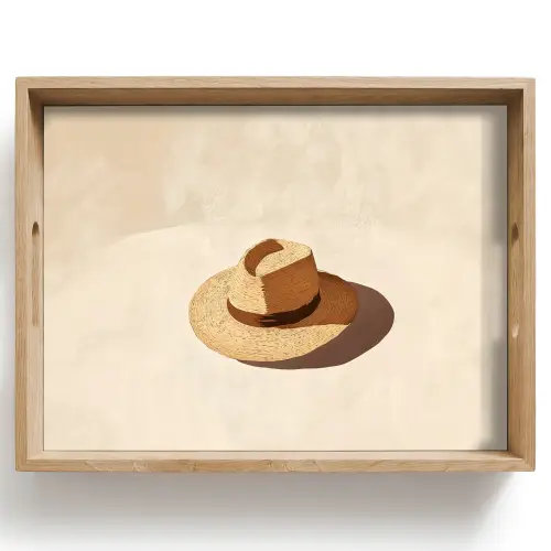 Hoed - Minimalistisch - Schaduw - Beige Dienblad Rechthoek middel -z3d_shopping