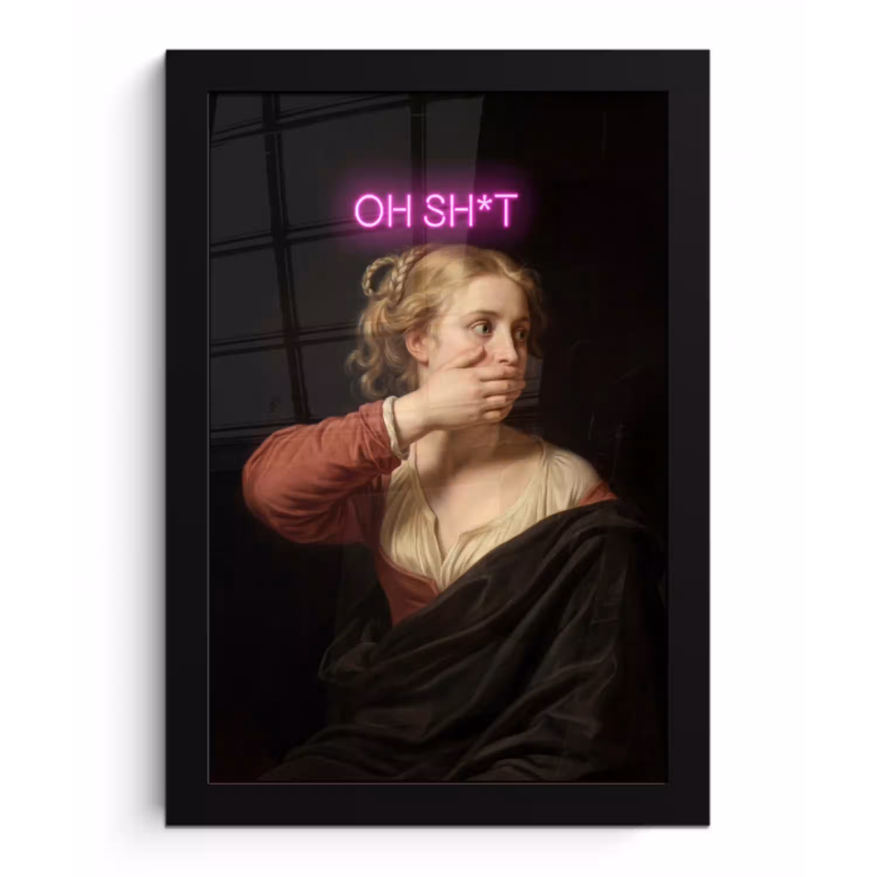 Quote - Neon - vrouw fotolijst zwart zonder passe partout klein -3d