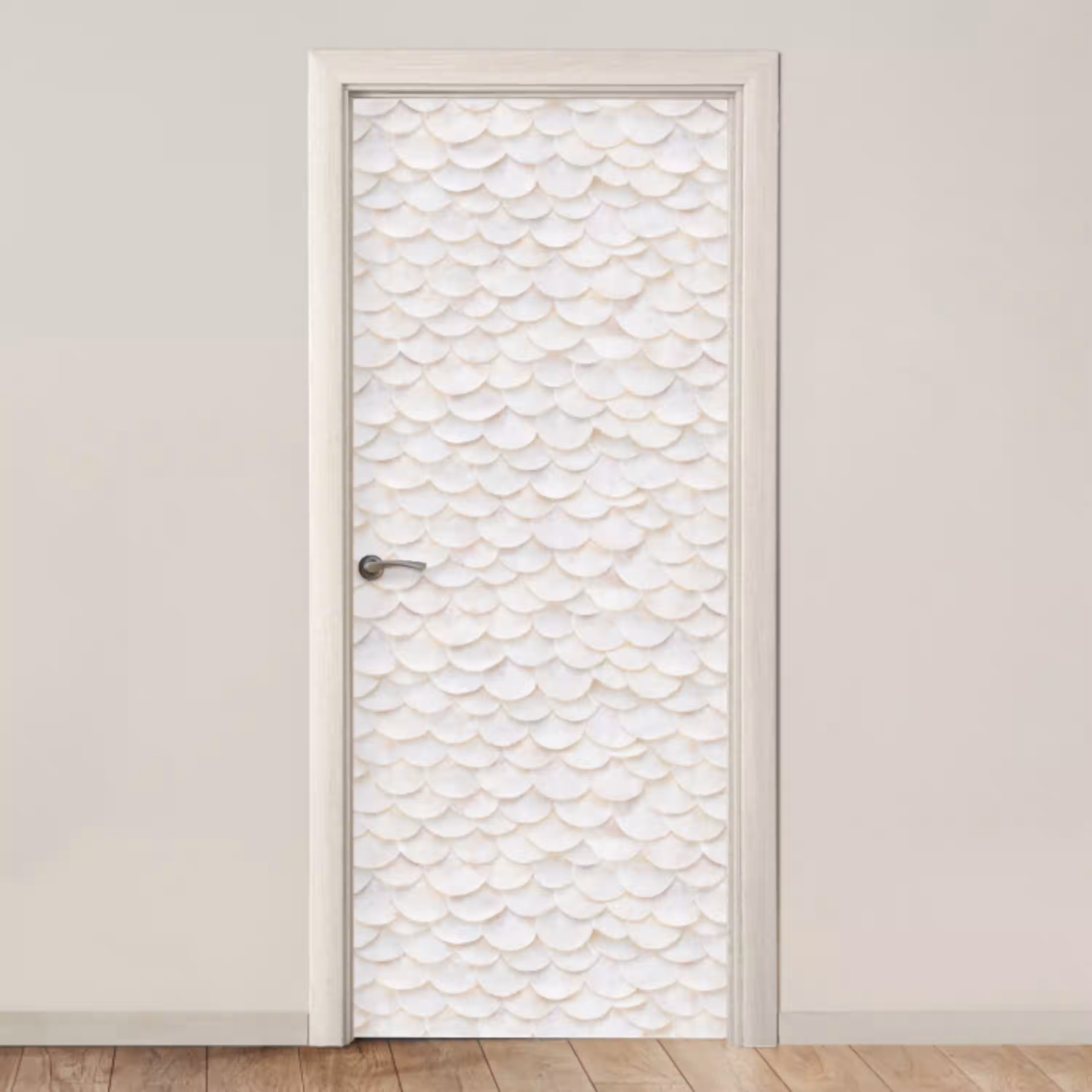 Schubben - Wit - Elegant deurposter klein 289 -3d_beige