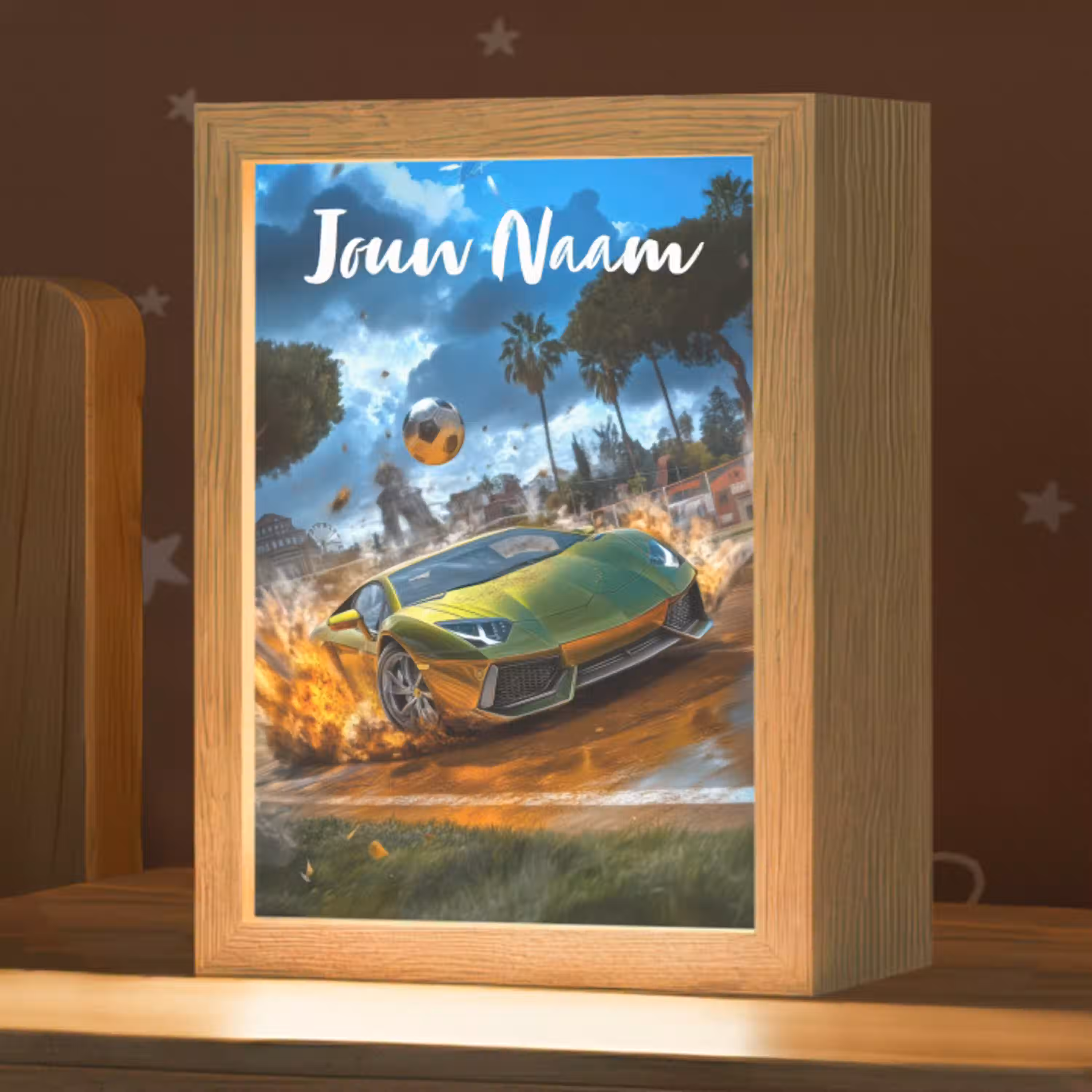 Sportwagen - Groen - Voetbal Light Box met kabel (Kinderlampje) klein -zzz_3d_website