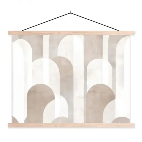 Abstracte bogen - Modern - Beige textielposter latten blank klein -3d