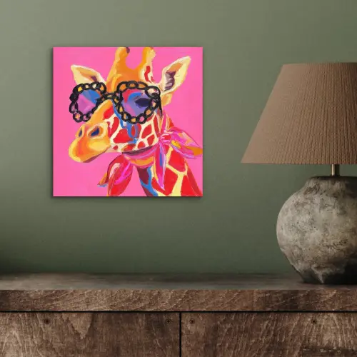 Giraf - Roze - Bril - Sjaal aluminium wit klein -sfeer2