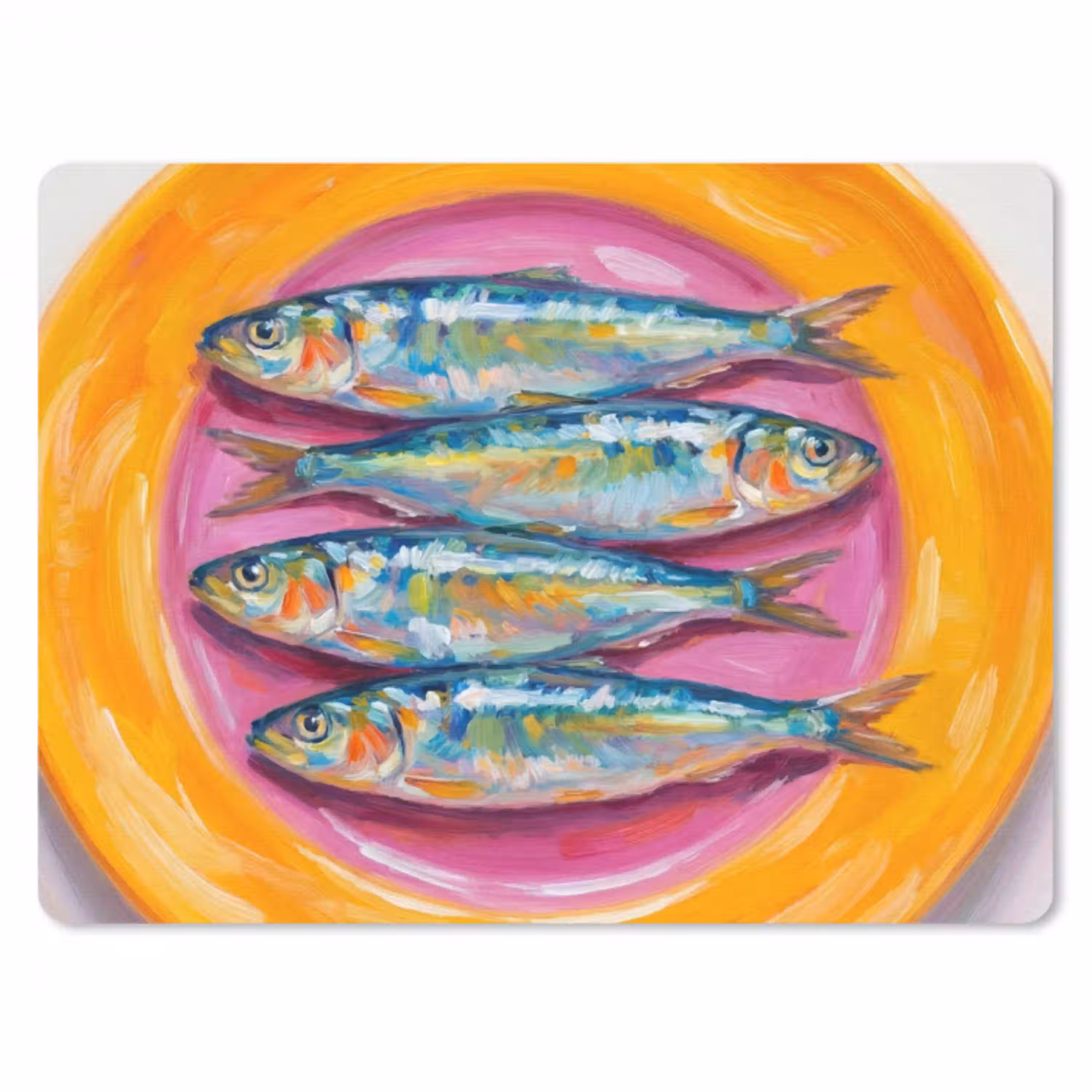 Vis - Vier - Eten - Modern - Kleurrijk muismat rubber klein -3d