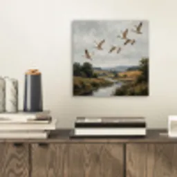 Eenden - Rivier - Landschap - Vlucht - Nostalgisch aluminium wit klein -sfeer1