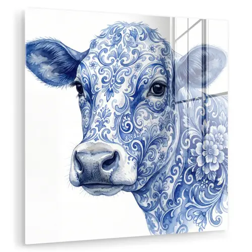 Illustratie - Koe - Blauw plexiglas 5mm klein -zzzproduct_nieuw