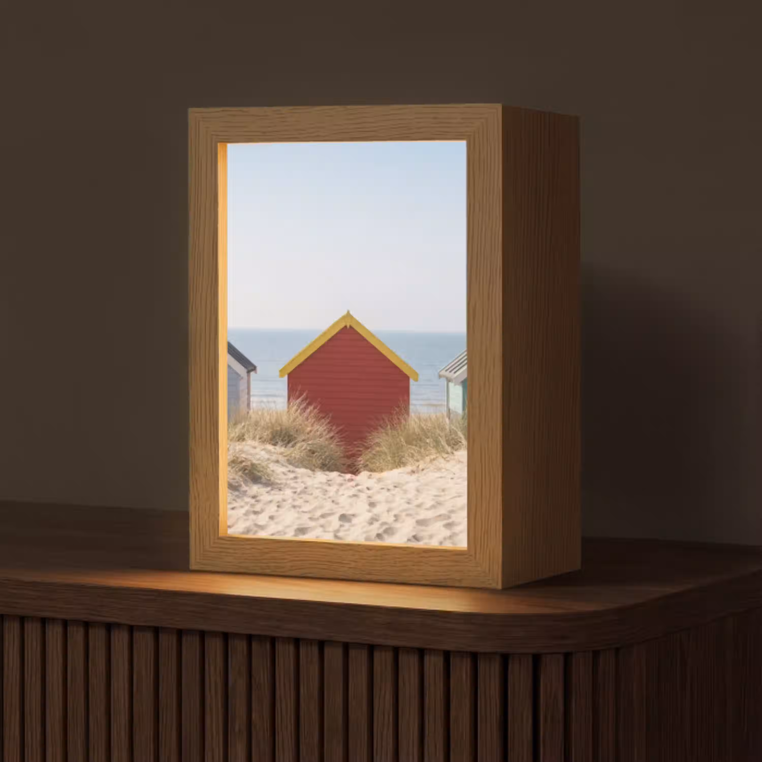 Strand - Huisjes - Kleurrijk - Duinen Light Box met kabel (Tafellamp) klein -z3d_website