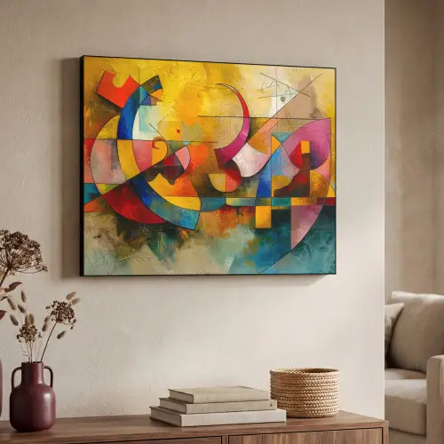 Kunst - Abstract - Aesthetic - Kleurrijk - Art Textielframe zwart klein -sfeer3