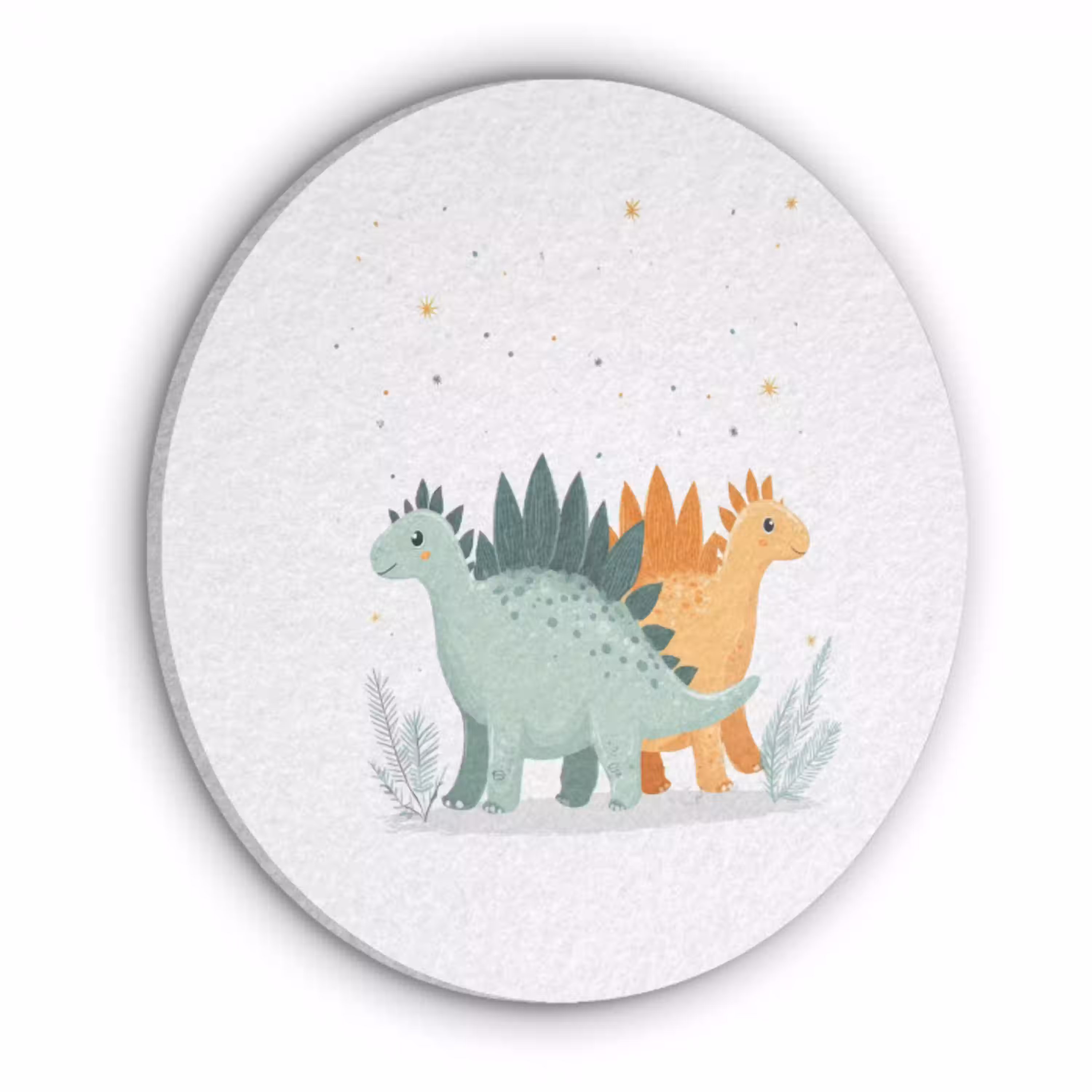 Planten - Sterren - Dinosaurussen - Oranje Akoestische PET Vilt - Rond klein -3d
