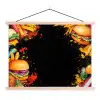 Fastfood - Graffiti - Hamburger - Eten - Modern textielposter latten blank klein -3d