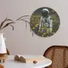 Astronaut - Bloemen - Veld - Geel Akoestische PET Vilt - Rond klein -sfeer3