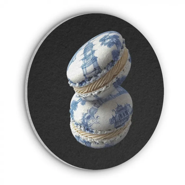 Eten - Macarons - Delfts blauw - Koekjes Akoestische PET Vilt - Rond klein -3d