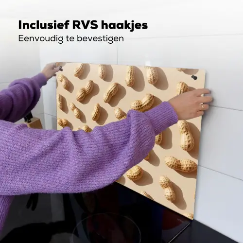 Pinda's - Patroon - Beige Inductie beschemer met haakjes klein -ky-ophangen-nl