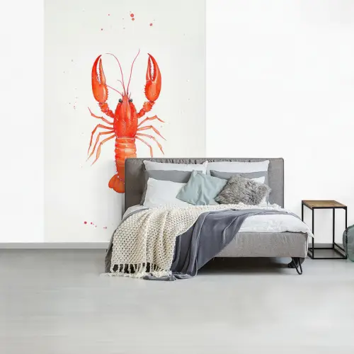 Kreeft - Waterverf - Aquarel - Oranje fotobehang vinyl groot -slaapkamer