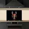 Kreeft - Borduur - Kleurrijk - Bloemen keuken achterwand spatscherm klein -sfeer1