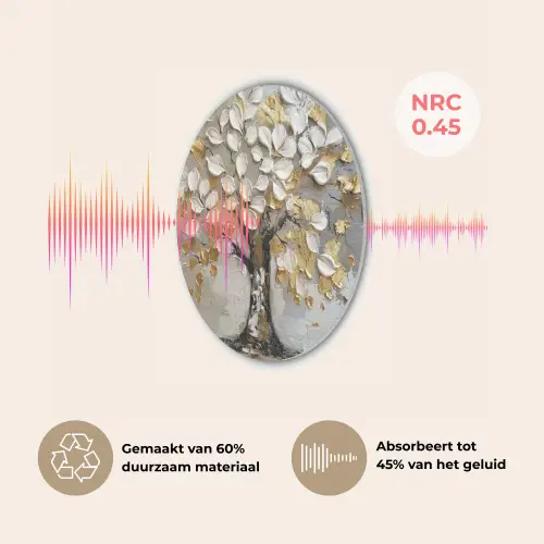 Boom - Beige - Grijs - Goud - Abstract Akoestische PET Vilt - Rond klein -USP_NL