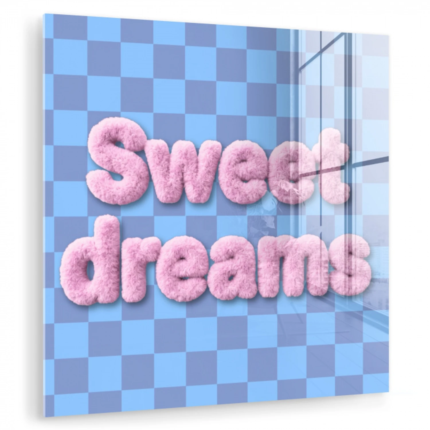Sweet dreams - Vierkanten - Roze - Blauw plexiglas 5mm klein -zzzproduct_nieuw