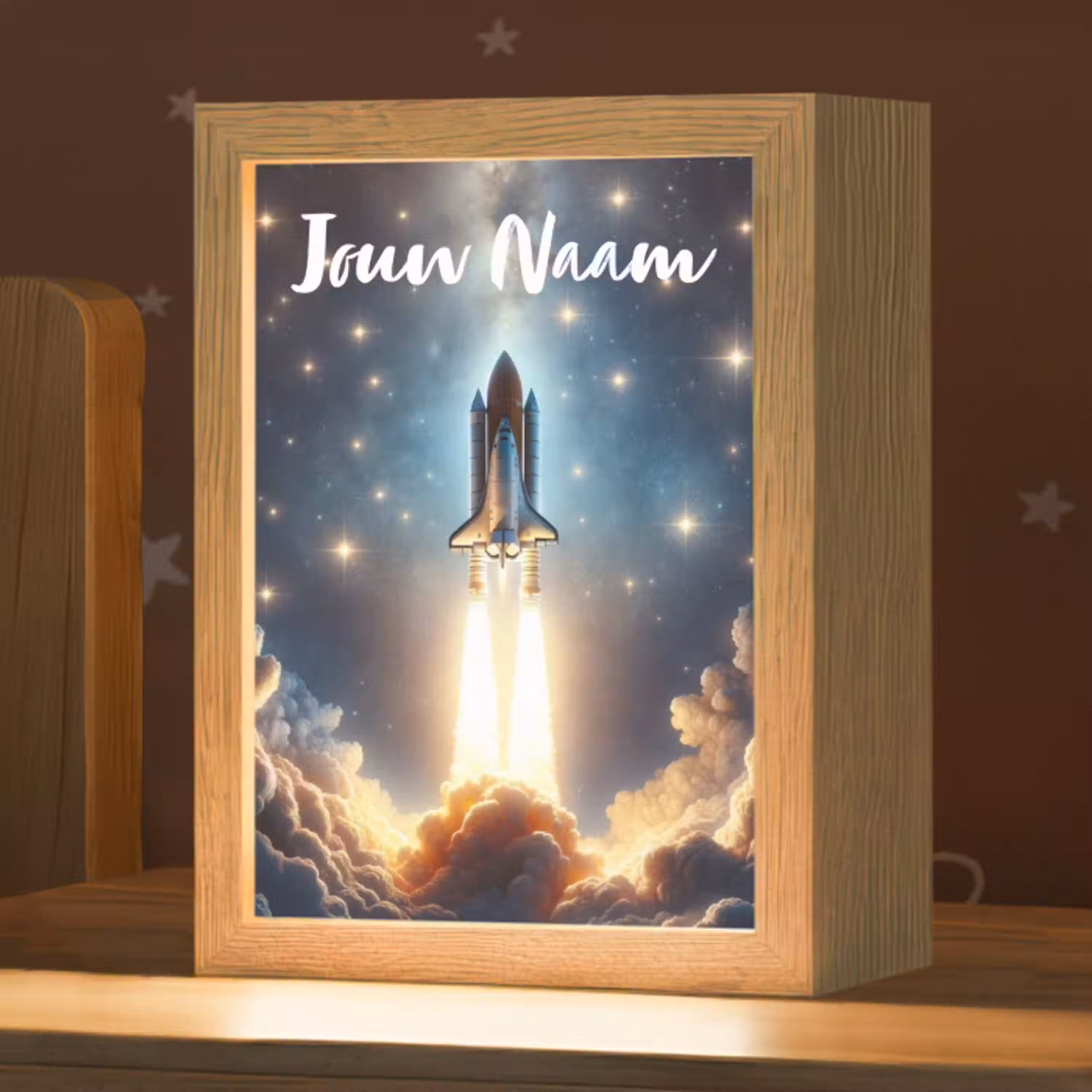 Ruimtevaart - Raket - Space - Sterren Light Box met kabel (Kinderlampje) klein -zzz_3d_website