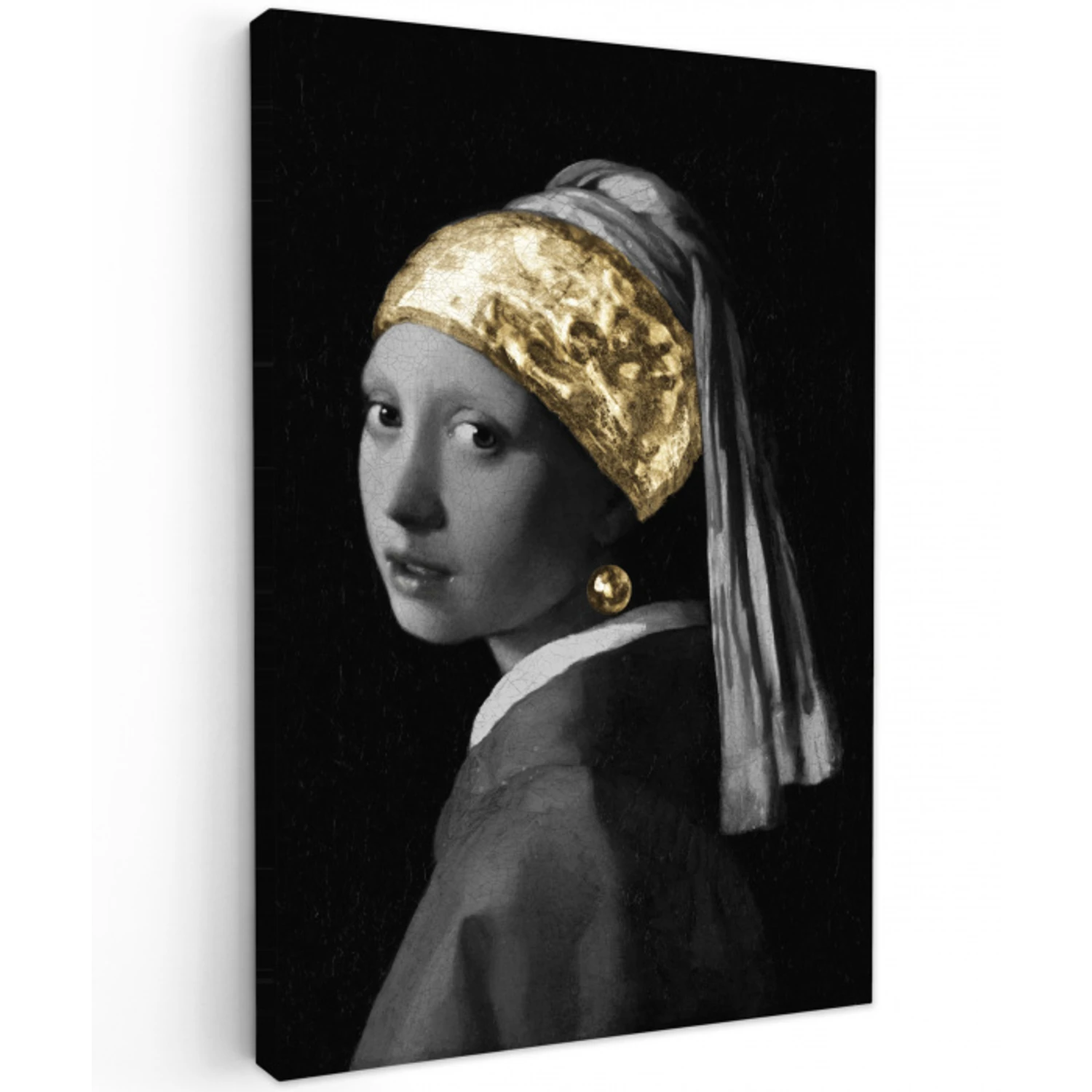 Meisje met de parel - Johannes Vermeer - Goud canvas 2cm klein -z3d
