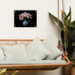 Bloemen - Roze - Tulpen - Vaas tuinposter los doek klein -sfeer7