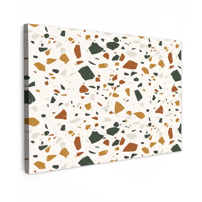Terrazzo - Patroon - Wit - Terra Tuinposter op houten frame 2 cm dik klein 845 -3d