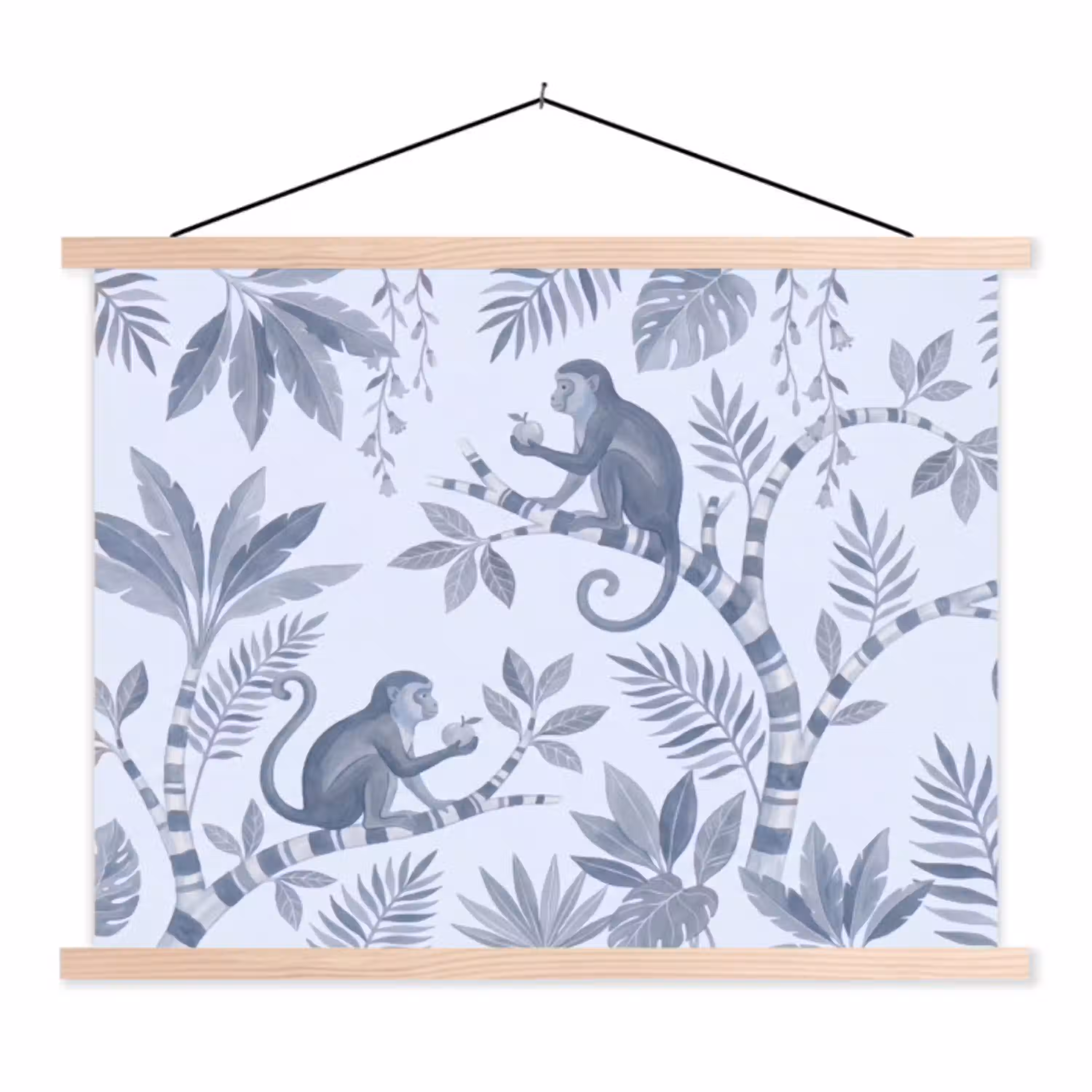 Aap - Boom - Bladeren - Jungle - Illustratie textielposter latten blank klein -3d