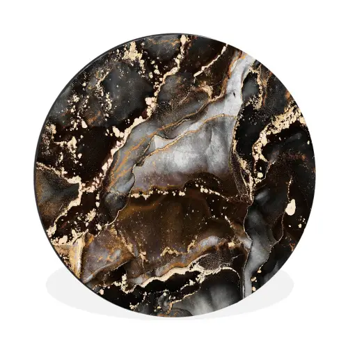 Marmer - Goud - Glitter - Luxe Wandcirkel aluminium klein -3d