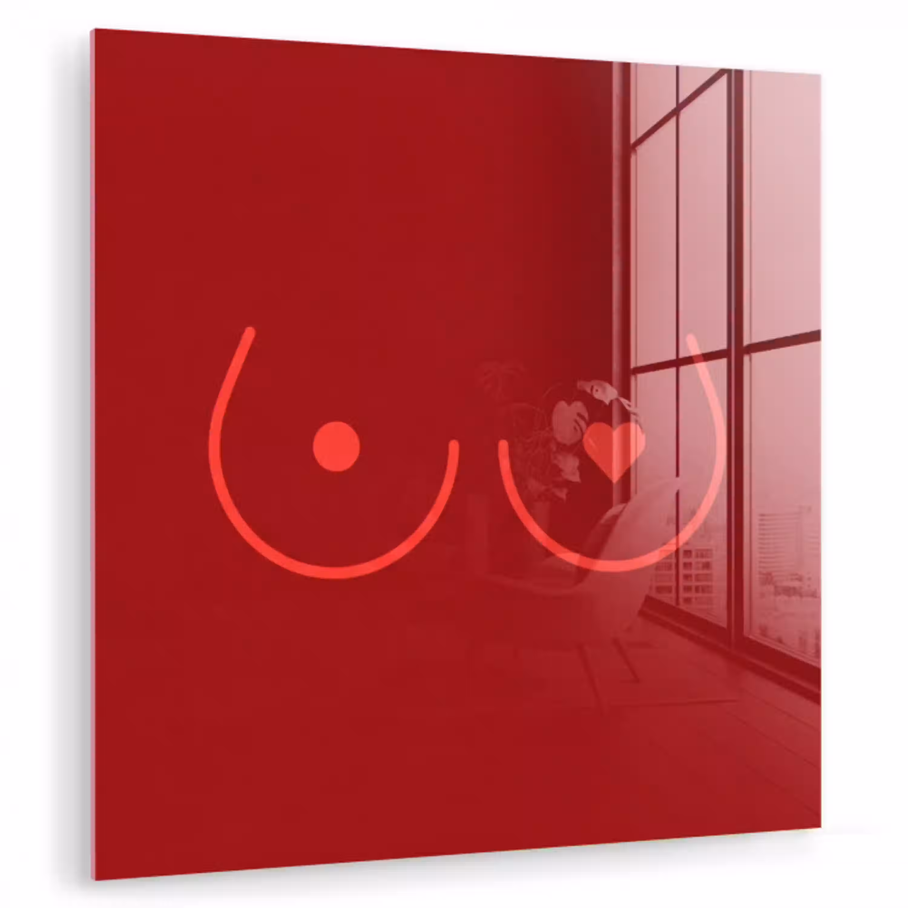 Minimalistisch - Lijnillustratie - Rood plexiglas 5mm klein -zzzproduct_nieuw