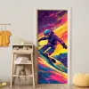 Snowboarden - Sneeuw - Kleurrijk deurposter klein -sfeer4