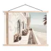 Terras - Stoelen - Strand - Beige textielposter latten blank klein -3d