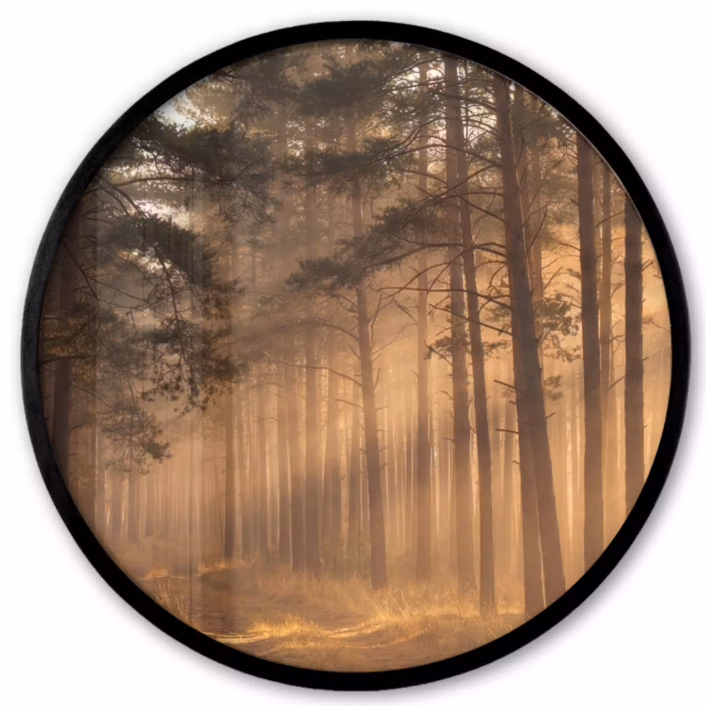 Bos - Mist - Zonlicht Fotolijst rond zonder passe partout klein -3d