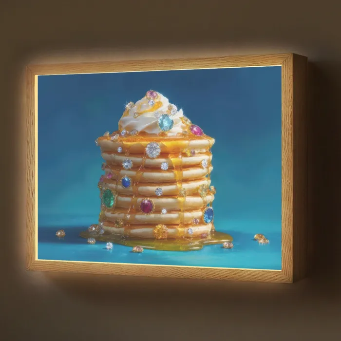 Pannenkoeken - Steentjes - Glitter - Slagroom Light Box met batterij (Wandlamp) middel -z3d_website