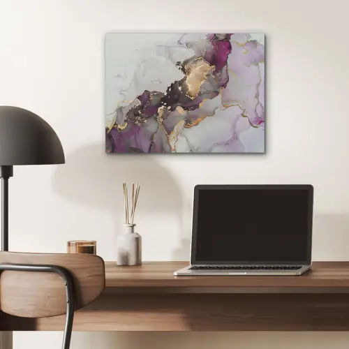 Marmer - Abstract - Goud - Paars PET vilt klein -sfeer5