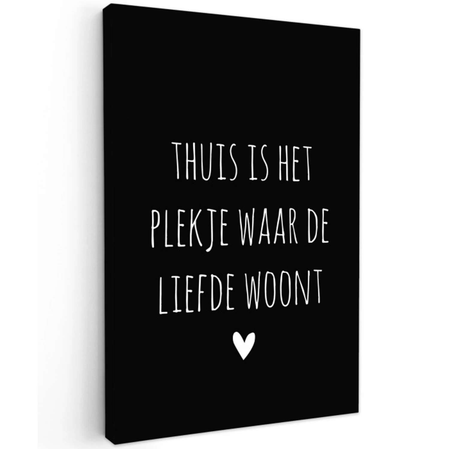 Quotes - Thuis is het plekje waar de liefde woont - Spreuken Tuinposter op houten frame 2 cm dik klein -3d