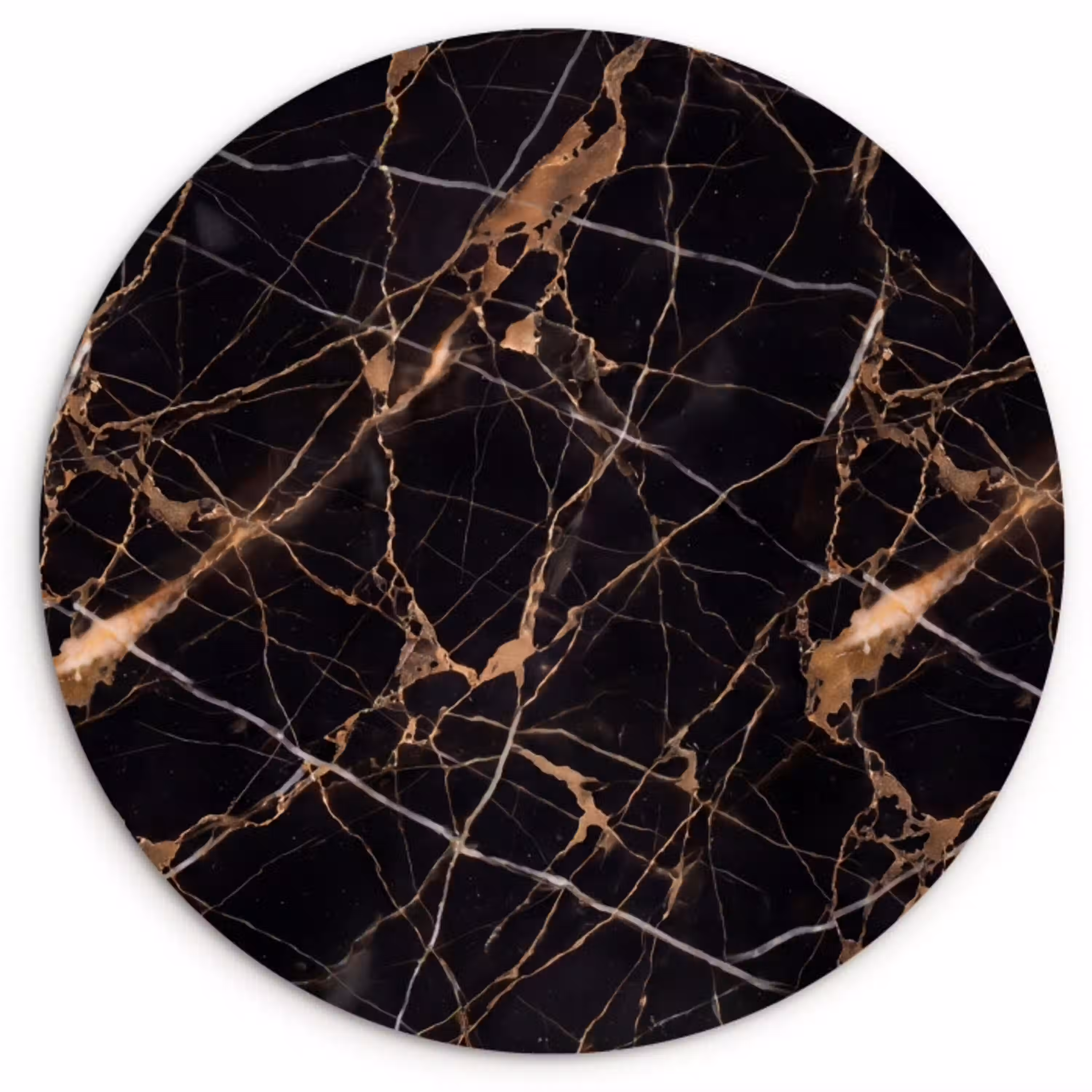 Marmer - Goud - Abstract - Zwart Wandcirkel kunststof plaat 5mm dik klein -3d