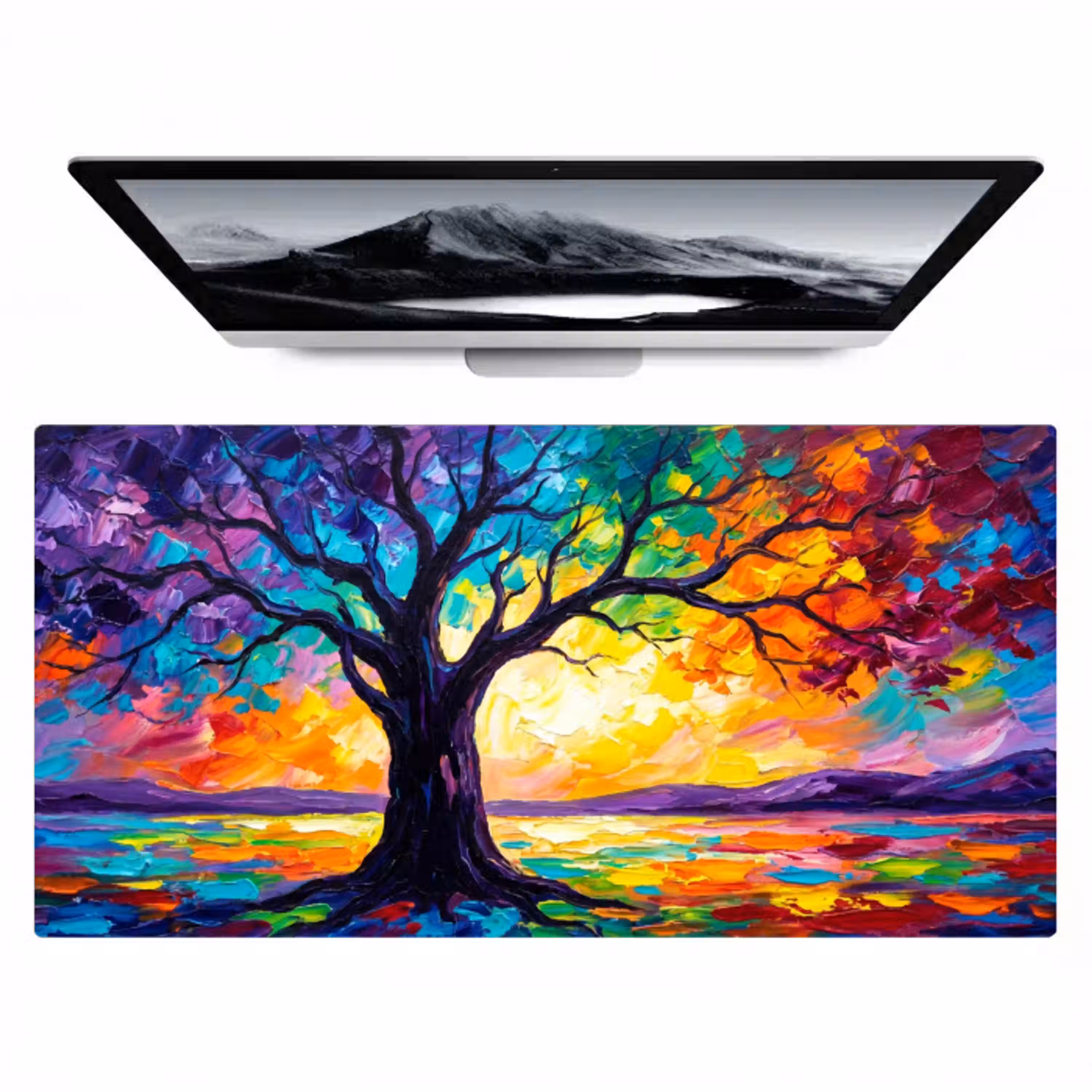 Boom - Landschap - Natuur - Abstract - Kleurrijk Muismat XXL klein -zzz3d