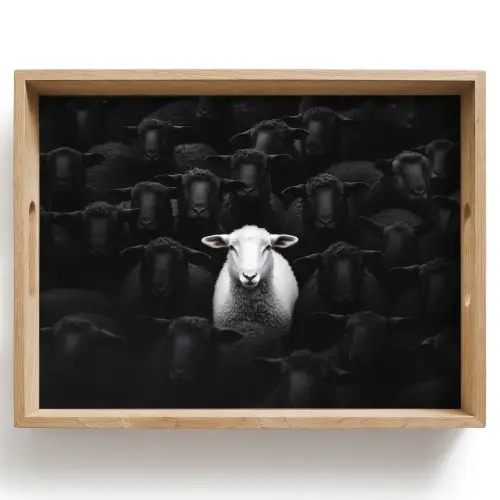 Schapen - Wit - Duisternis Dienblad Rechthoek middel -z3d_shopping