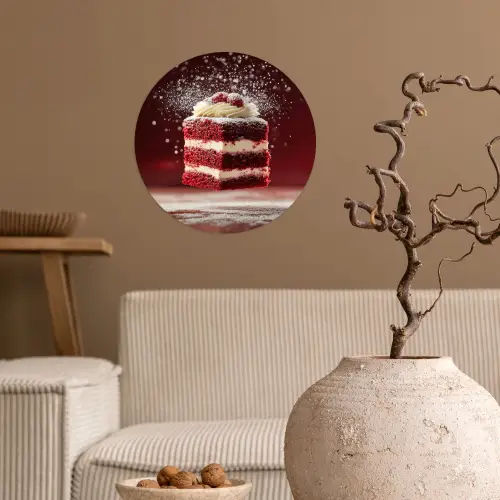 Rode - Velvet - Taart - Eten Wandcirkel behangsticker klein -sfeer1